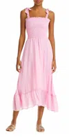 Peixoto Eddie Sleeveless Smocked Midi-dress In Pink
