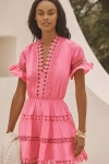 Peixoto Embroidered Lace Cover-up Mini Dress In Pink