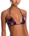 Peixoto Fifi Seashell Print Triangle Bikini Top In Black Botanical