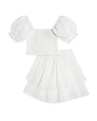 Peixoto Girls' Simone Cotton Eyelet Trim Skirt Set - Big Kid In White