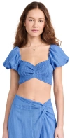 PEIXOTO LOUISA CROP TOP LAZULI BLUE STRIPE