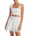 Peixoto Mariel Smocked Top Swim Cover-up In White