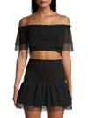 Peixoto Scarlet Womens Smocked Short Mini Skirt In Black