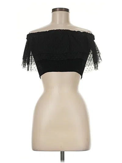 Pre-owned Peixoto Short Sleeve Top Black Strapless Neckline Tops