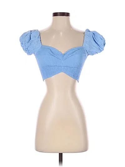 Pre-owned Peixoto Short Sleeve Top Blue Sweetheart Neckline Tops