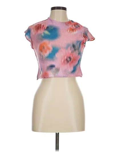 Pre-owned Peixoto Short Sleeve Top Pink High Neck Tops
