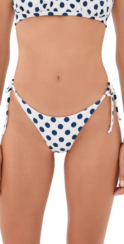 Peixoto Tonie Bikini Bottoms Navy Polka Dots In White
