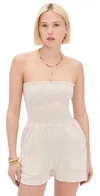 Peixoto Torey Strapless Smocked Romper In Beige Canvas