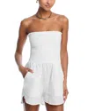 Peixoto Torey Strapless Smocked Romper In White Canvas