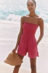 Peixoto Torey Strapless Smocked Romper In Pink