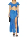 Peixoto Valentina Maxi Skirt In Lazuli Blue Stripe In Blue