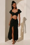 Peixoto Valentina Side-slit Swiss Dot Maxi Skirt In Black