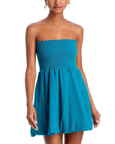 Peixoto Winnie Bubble Swim Cover-up Mini Dress In Teal Iris