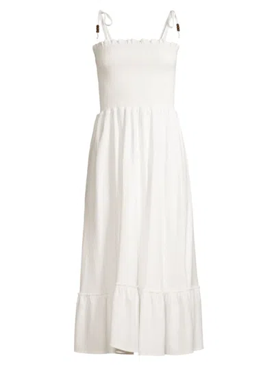 Peixoto Women's Eddie Smocked Cotton Midi-dress In White Dove