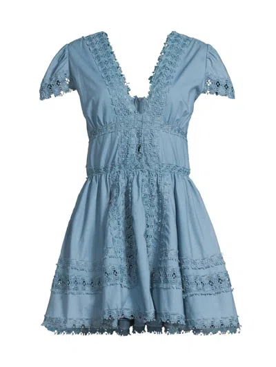 Peixoto Women's Piper Lace-trimmed Cotton Minidress In Blue