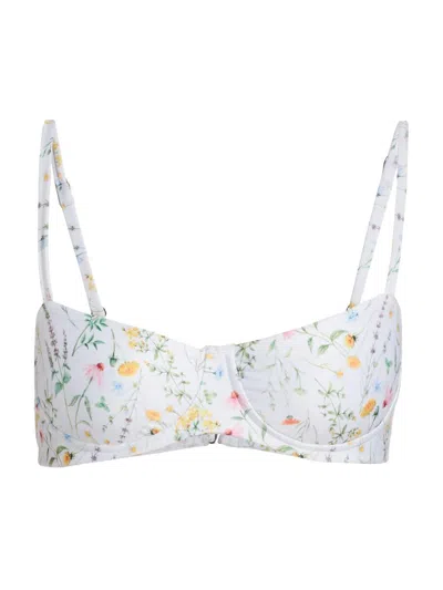 Peixoto Women's Portia Floral Bikini Top In White
