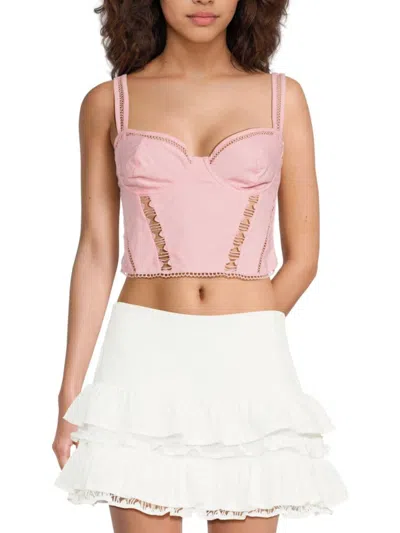 Peixoto Women's Sasha Lace Trim Crop Corset Top In Pink