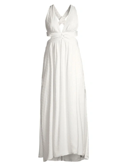Peixoto Women's Vada Swiss-dot Cut-out Maxi Dress In White