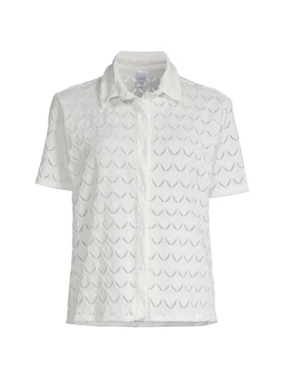 Peixoto Women's Zina Embroidered Button-front Shirt In White Athena