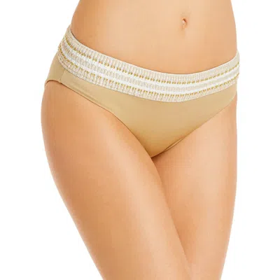 Peixoto Womens Smocked Nylon Swim Bottom Separates In Gold