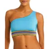 Peixoto Zoni Womens One Shoulder Crop Bikini Swim Top In Blue