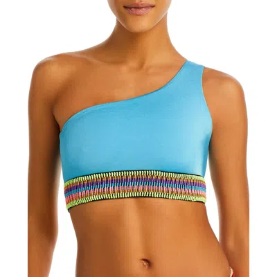 Peixoto Zoni Womens One Shoulder Crop Bikini Swim Top In Blue
