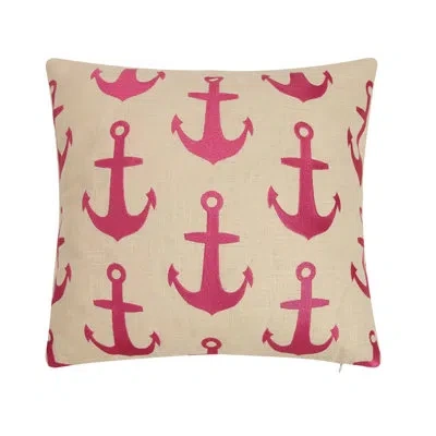Peking Handicraft Anchors Anchor Embroidered Throw Pillow In Red
