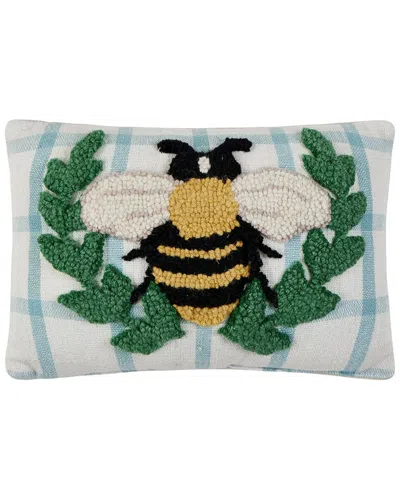 Peking Handicraft Bee Wreath Hook Pillow In Blue