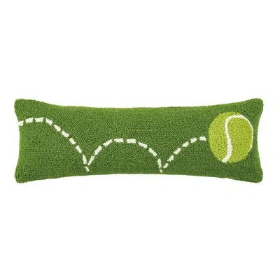 Peking Handicraft Bouncing Tennis Ball Wool Hook Pillow In Green