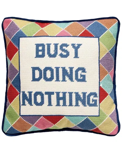 Peking Handicraft Busy Doing Nothing Embroidered Needlepoint Pillow In Multi