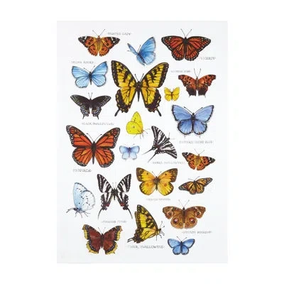 Peking Handicraft Butterfly Study Cotton Kitchen Towel In Blue;red;yellow