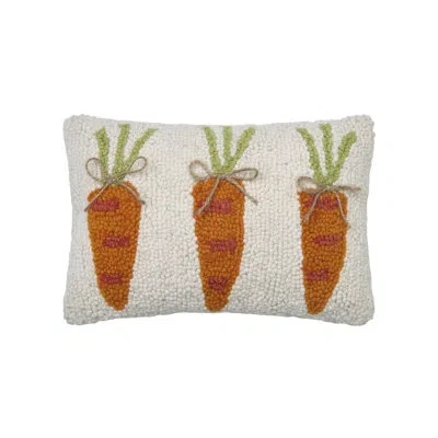 Peking Handicraft Carrot Trio Wool Hook Pillow In Orange;cream