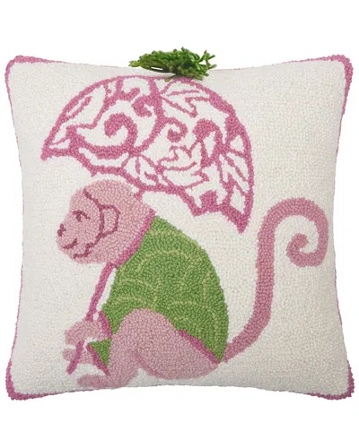 Peking Handicraft Chinoiseries Monkey Hook Pillow In Pink