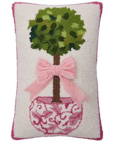 Peking Handicraft Chinoiseries Topiary Ribbon Hook Pillow In Pink