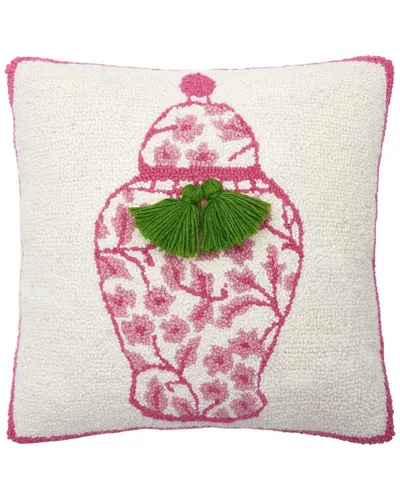 Peking Handicraft Chinoiseries Vase With Tassels Hook Pillow In White