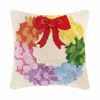 Peking Handicraft Christmas Rainbow Wreath Pillow In Multi