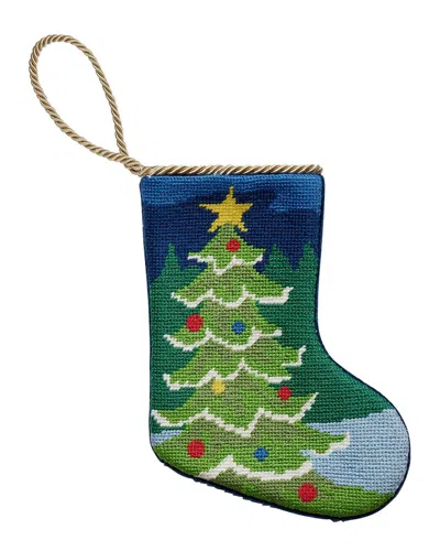 Peking Handicraft Christmas Tree Embroidered Needlepoint Mini Stocking In Multi