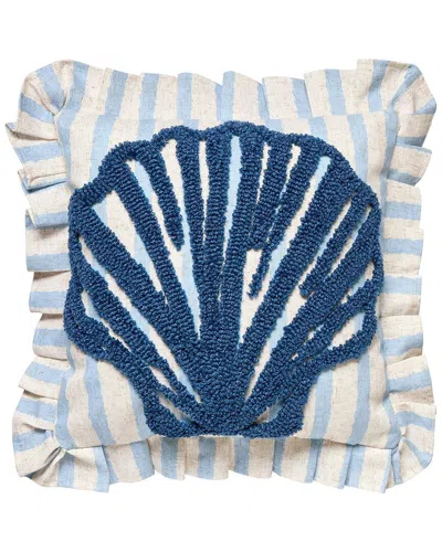 Peking Handicraft Coastal Shell Tufted Hook Pillow In Blue