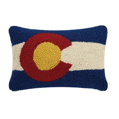 Peking Handicraft Colorado Icon Hook Wool Lumbar Pillow In Multi