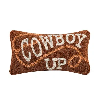 Peking Handicraft Cowboy Up Wool Lumbar Pillow In Brown