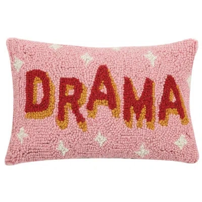 Peking Handicraft Drama Wool Hook Throw Pillow - 8x12" In Red;pink