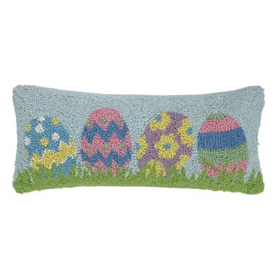 Peking Handicraft Easter Egg Wool Hook Pillow In Blue;green;yellow;pink