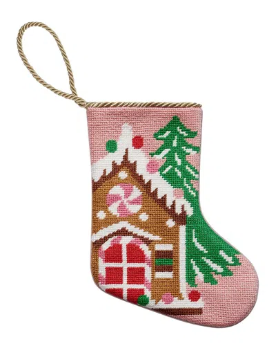Peking Handicraft Gingerbread House Embroidered Needlepoint Mini Stocking In Multi