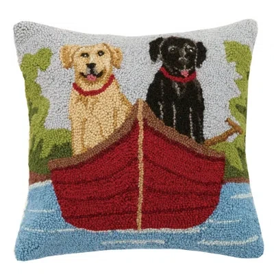Peking Handicraft Lab On Canoe Wool Throw Pillow In Multi