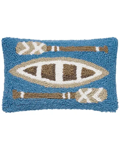 Peking Handicraft Lake Canoe & Oar Hook Pillow In Blue