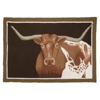 Peking Handicraft Longhorn Hook Brown Area Rug