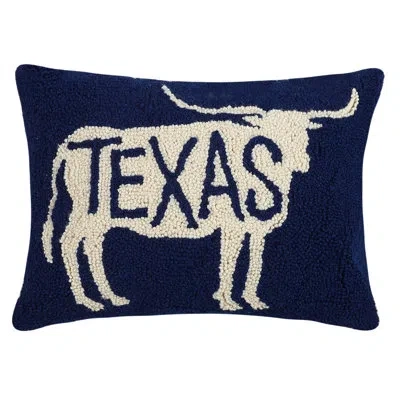 Peking Handicraft Longhorn Texas Hook Wool Lumbar Pillow In Black