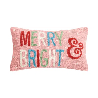 Peking Handicraft Merry And Bright Pillow In Pink