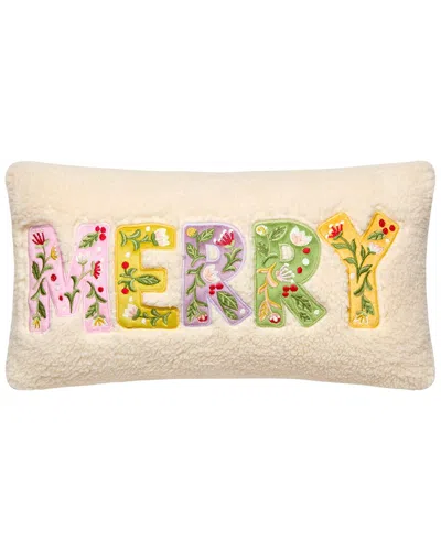 Peking Handicraft Merry Applique Embroidered Pillow In Multi