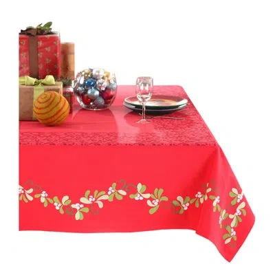 Peking Handicraft Mistletoe Tablecloth In Red